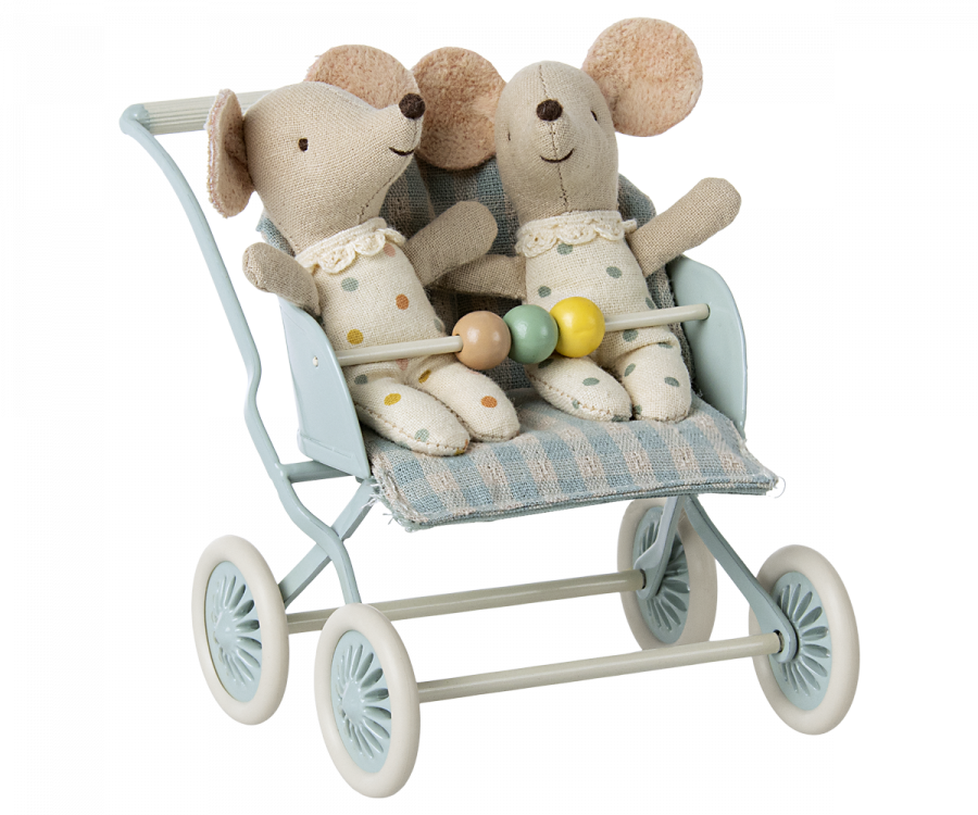 Maileg Baby Mice Stroller in Mint | 2023 New Release | Children of the Wild