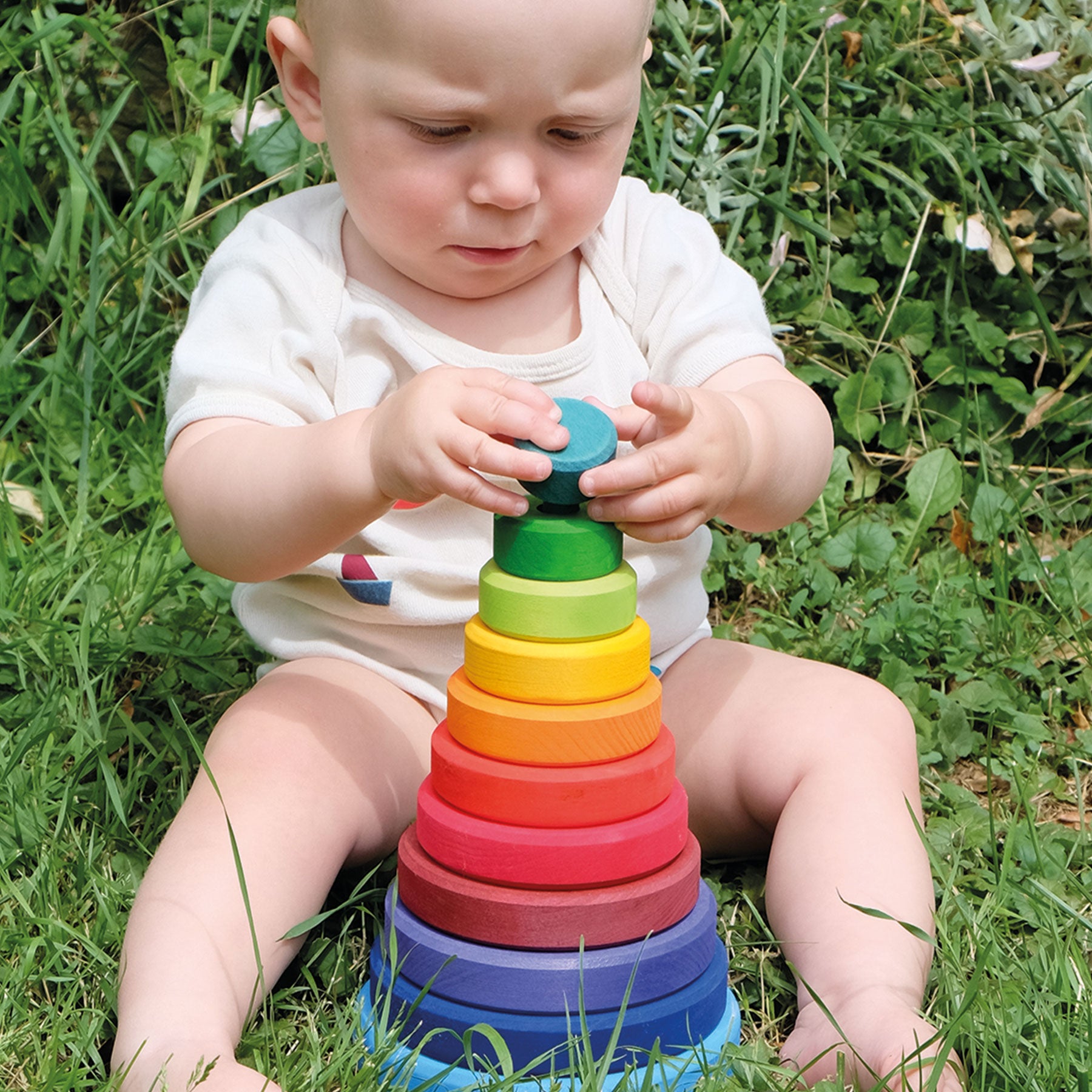 Grimms Conical Tower Rainbow | Wooden Block Sets | 12+ Months | Children of the Wild