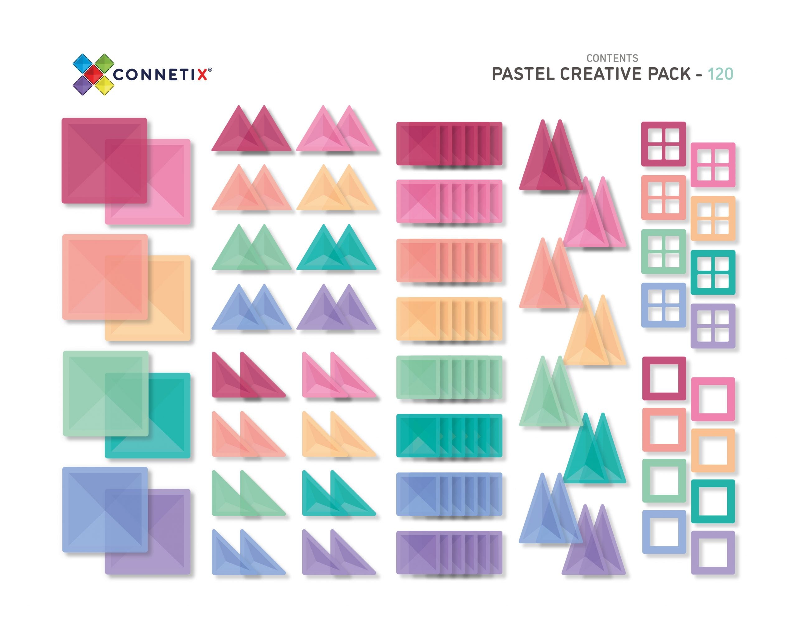 Damaged Box Seconds | Connetix 120 Pastels Creative Magnetic Tiles Pack | Children of the Wild
