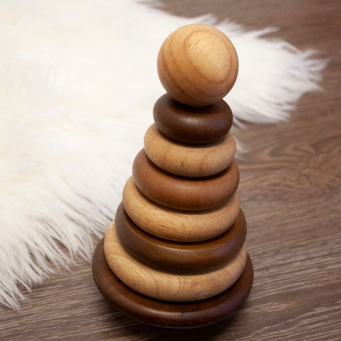 Q Toys Natural Wooden Stacking Rings | 25% OFF | 2+ years | Children o ...