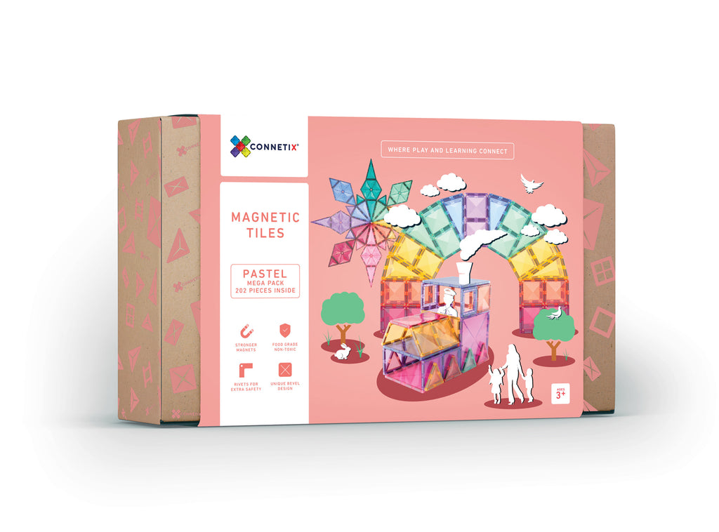 Damaged Box Seconds | Connetix Pastels Mega Magnetic Tiles Pack | 202 Pieces | Children of the Wild | Free Shipping