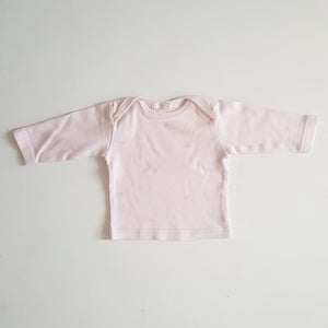THRIFT Purebaby - Small Leaves Pink l/s Shirt Size 0000