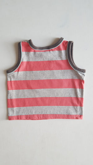 THRIFT Sprout - Coral Stripe Singlet Size 2