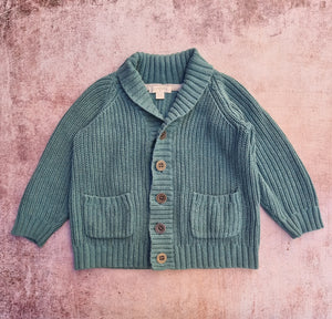 THRIFT Purebaby Dusty Emereld Knitted Cardigan Size 2 | Children of the Wild