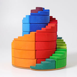 Grimms Counterrotating Stepped Spiral Building Set | Wooden Block Sets | Children of the Wild