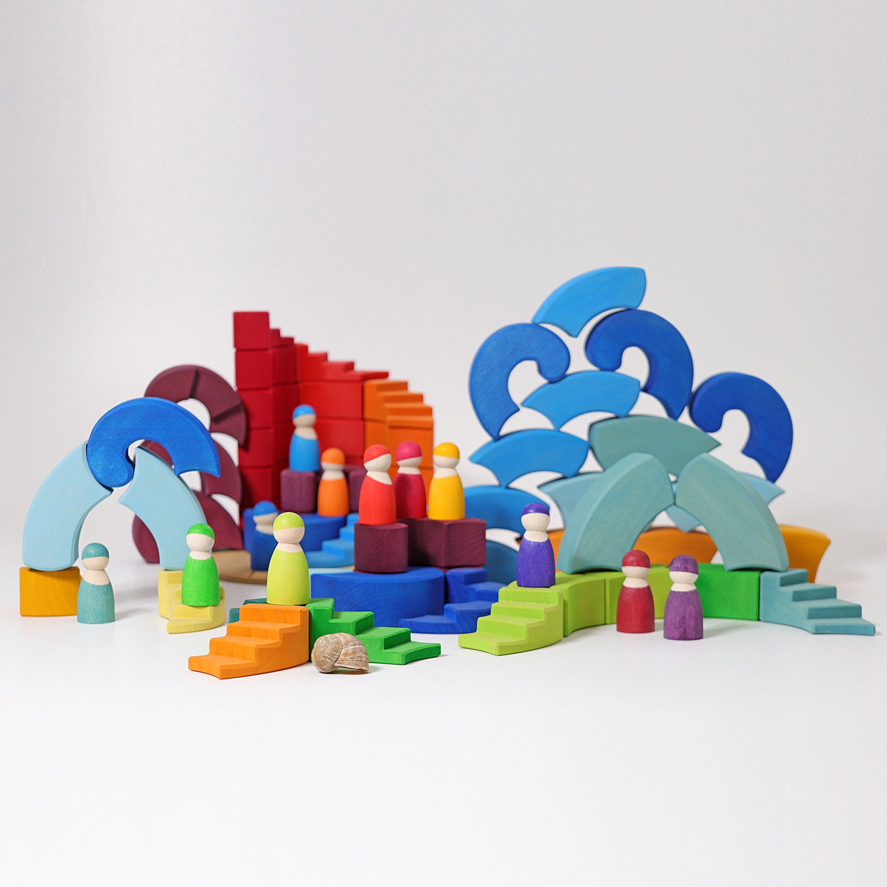 Grimms Counterrotating Stepped Spiral Building Set | Wooden Block Sets | Children of the Wild