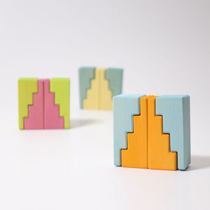 Grimms Stepped Roofs Pastel Building Set | Wooden Block Sets | Children of the Wild