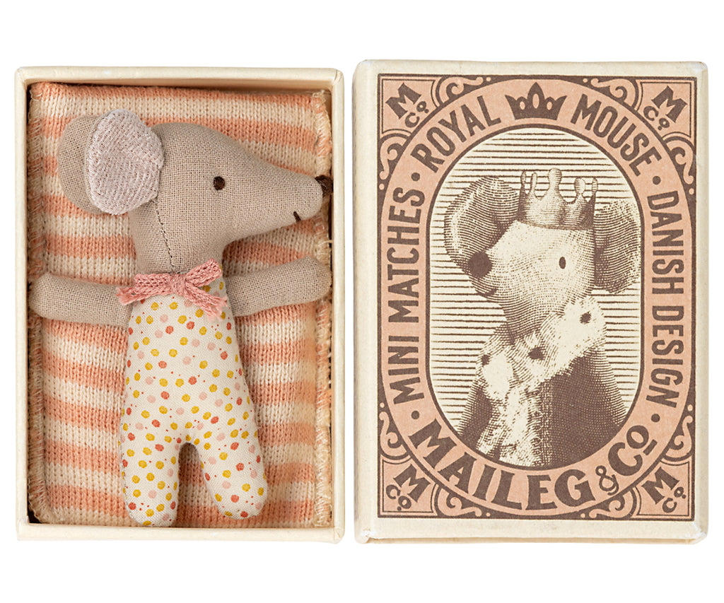 Maileg Mouse Baby Sleepy Wakey Rose in Box | 2022 Release | Children of the Wild