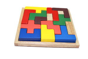 Qtoys Wooden Tetris Blocks Puzzle Toy