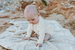 Grown Ribbed Button Bodysuit in Milk | 30% OFF | Size NB | Children of the Wild