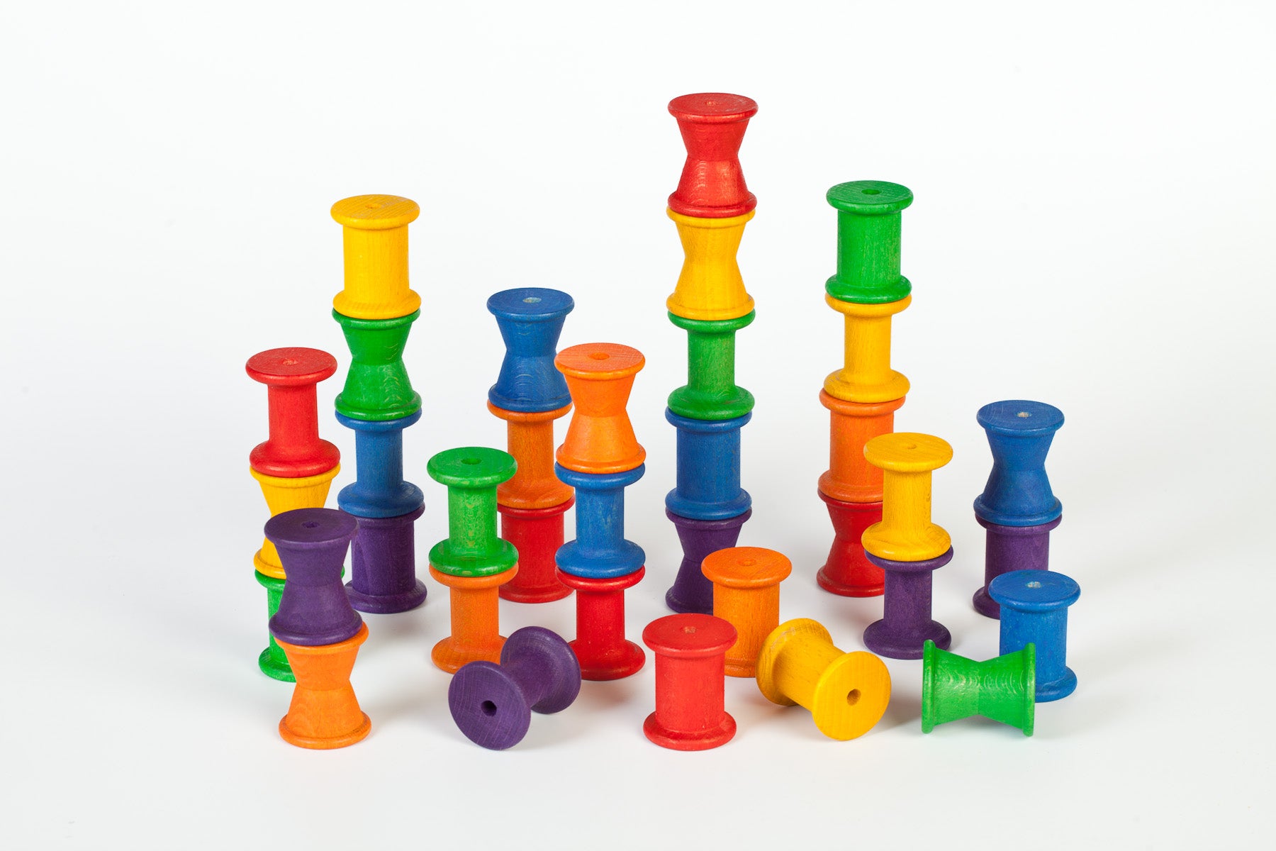 Grapat Coloured Wooden 36 Spools Set | 18+ Months | Children of the Wild