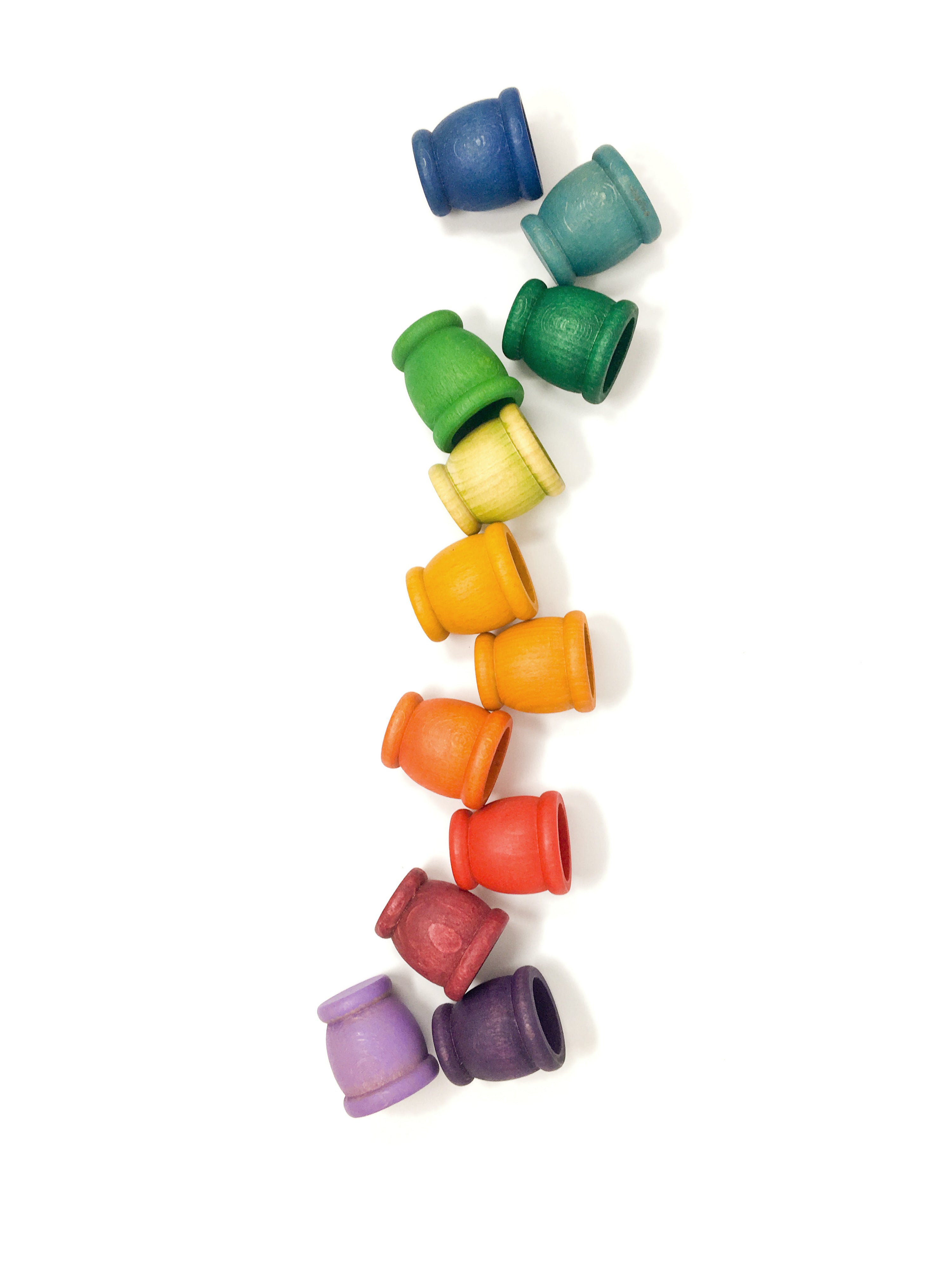 Grapat Set of 12 Wooden Mates in Rainbow Colours | 10+ Months | Children of the Wild