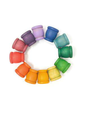 Grapat Set of 12 Wooden Mates in Rainbow Colours | 10+ Months | Children of the Wild