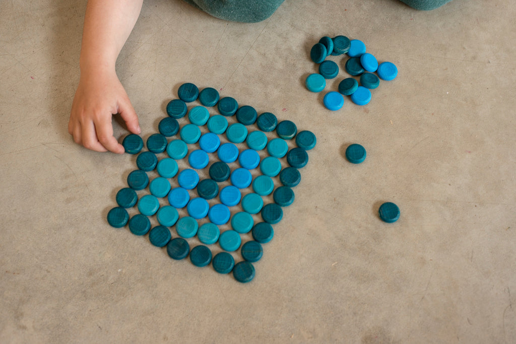 Grapat Little Blue Coins Mandala Wooden Loose Parts | 36+ Months | Children of the Wild