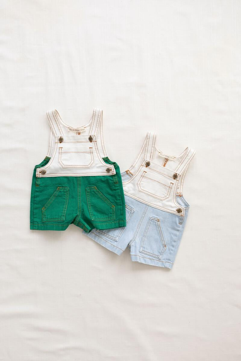 Fin and Vince Short Jean Overall in Emerald | 30% OFF | Children of the Wild