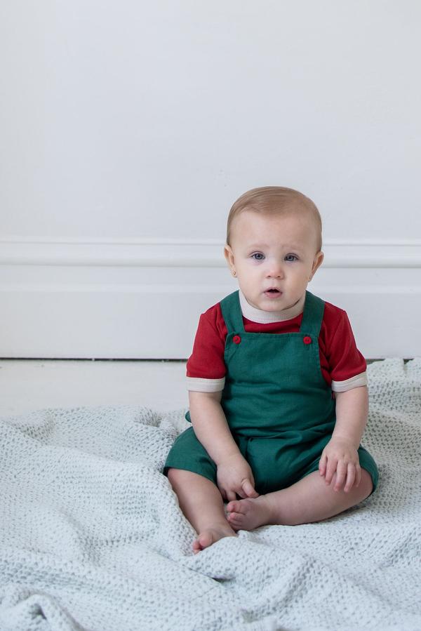 Fin and Vince Short Overall in Emerald | Children of the Wild | Size 2-3