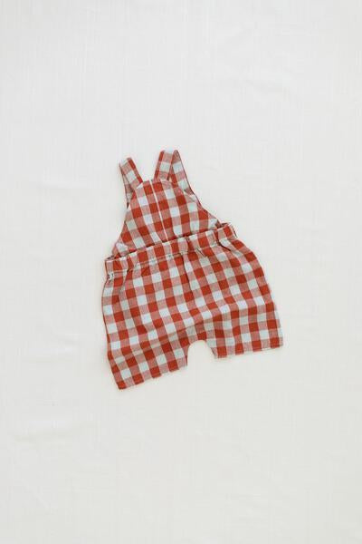 Fin and Vince Short Overall in Picnic Plaid | 40% OFF | Children of the Wild