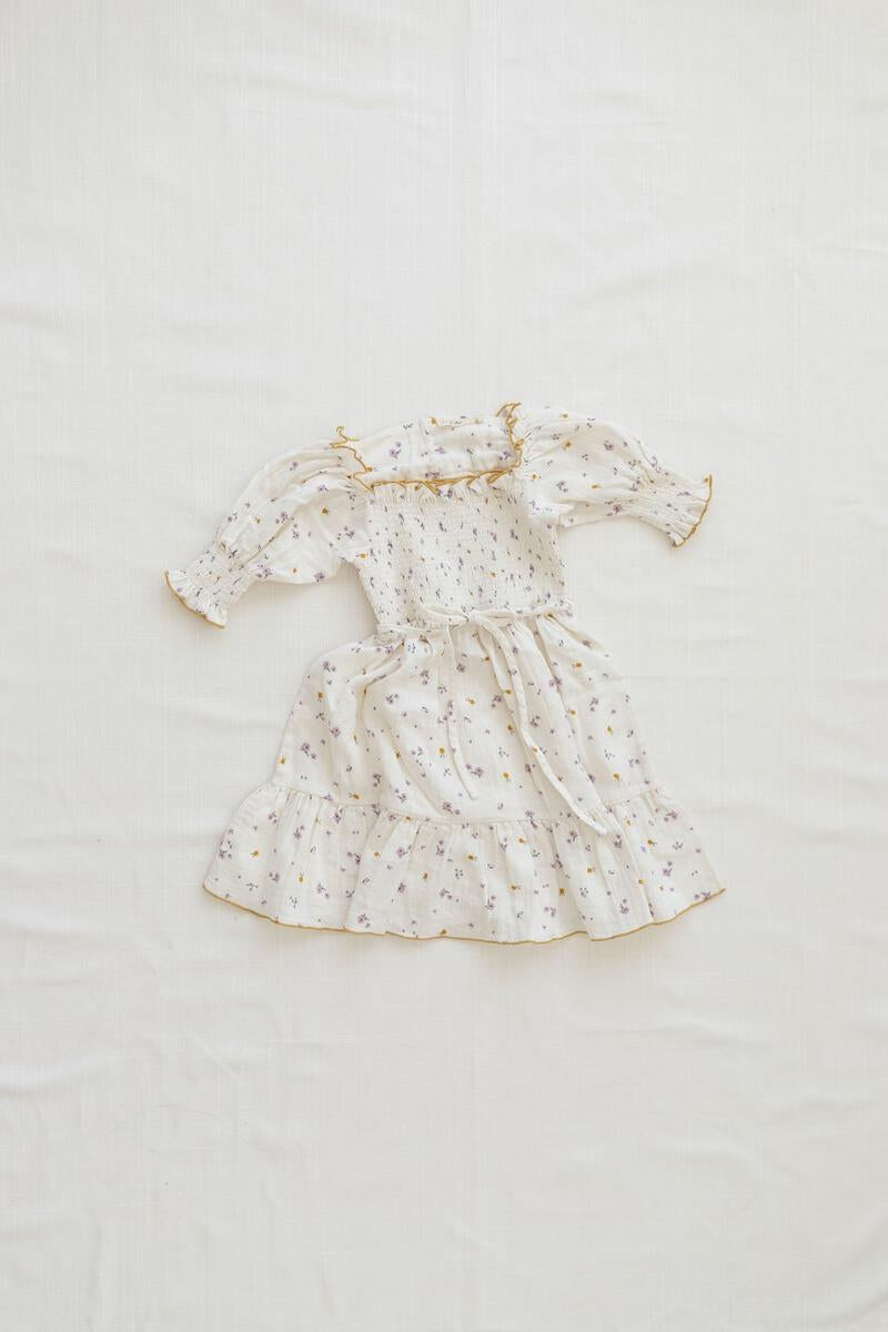 Fin and Vince Smocked Dress in Lilac Fields | 50% OFF | Size 2-3, 8-9 | Children of the Wild