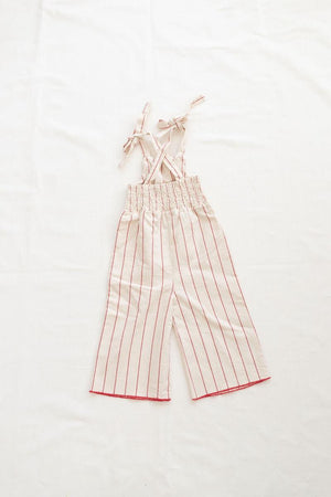 Fin and Vince Smocked Jumpsuit in Red Stripe | Children of the Wild