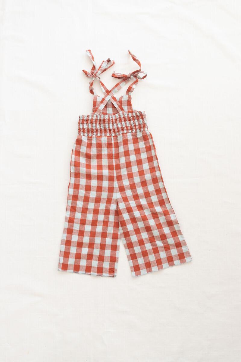 Fin and Vince Smocked Jumpsuit in Picnic Plaid 50% OFF