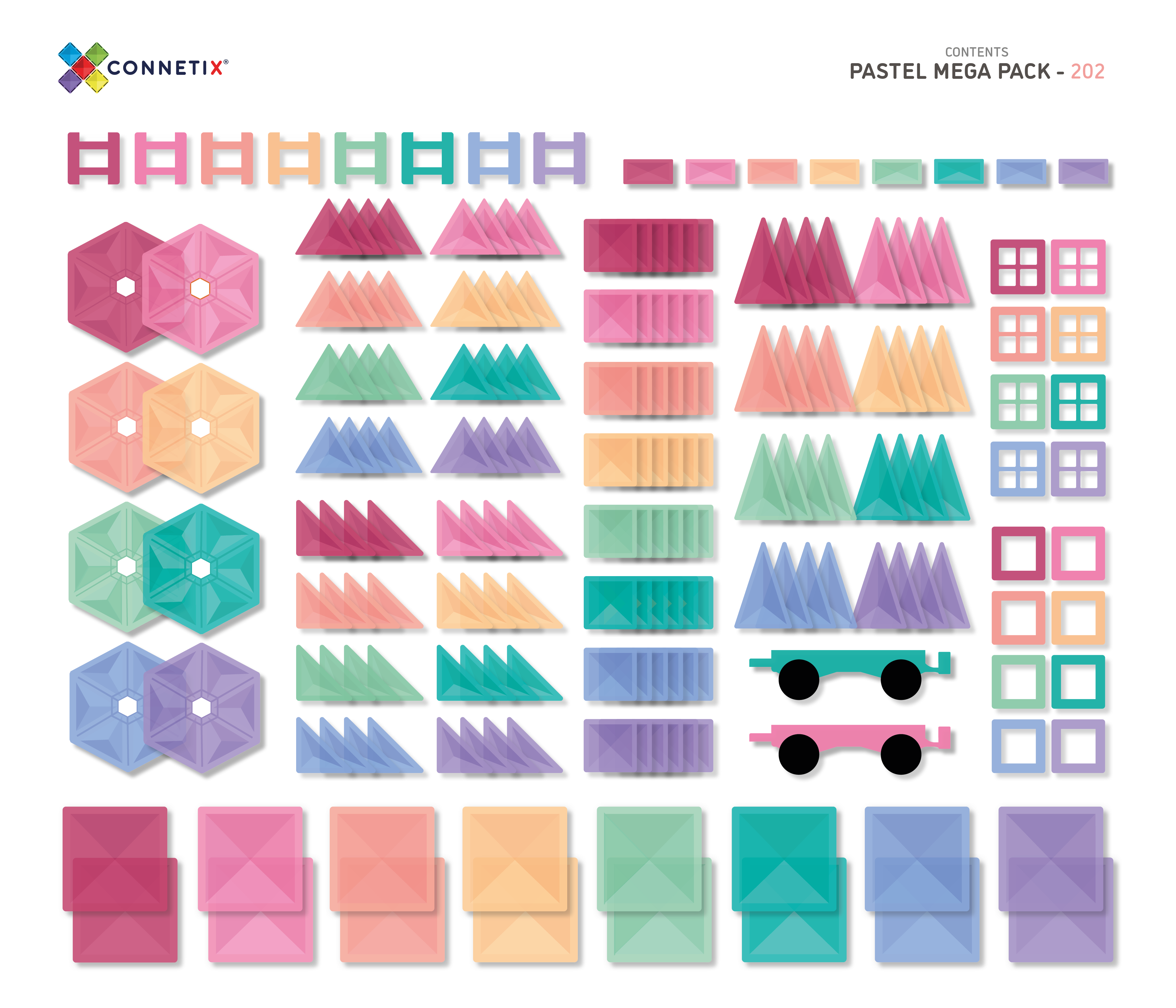 Connetix 202 Piece Pastels Mega Magnetic Tiles Pack | Free Shipping | Children of the Wild