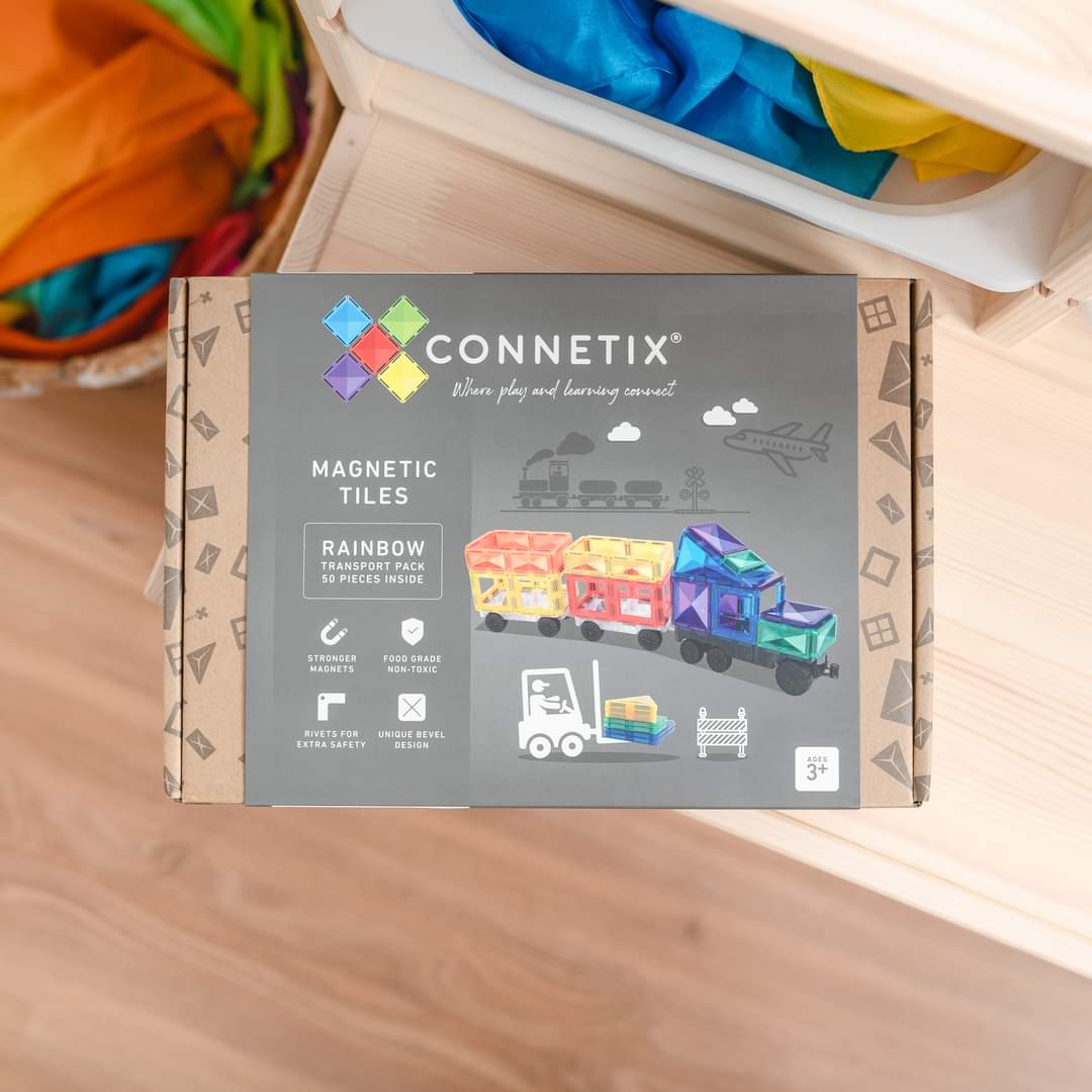 Connetix 50 Pc Transport Magnetic Tile Train Pack in Rainbow | Childre ...