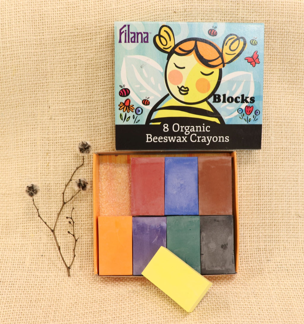Filana Beeswax Crayons | 8 Blocks with Black and Brown | Children of the Wild