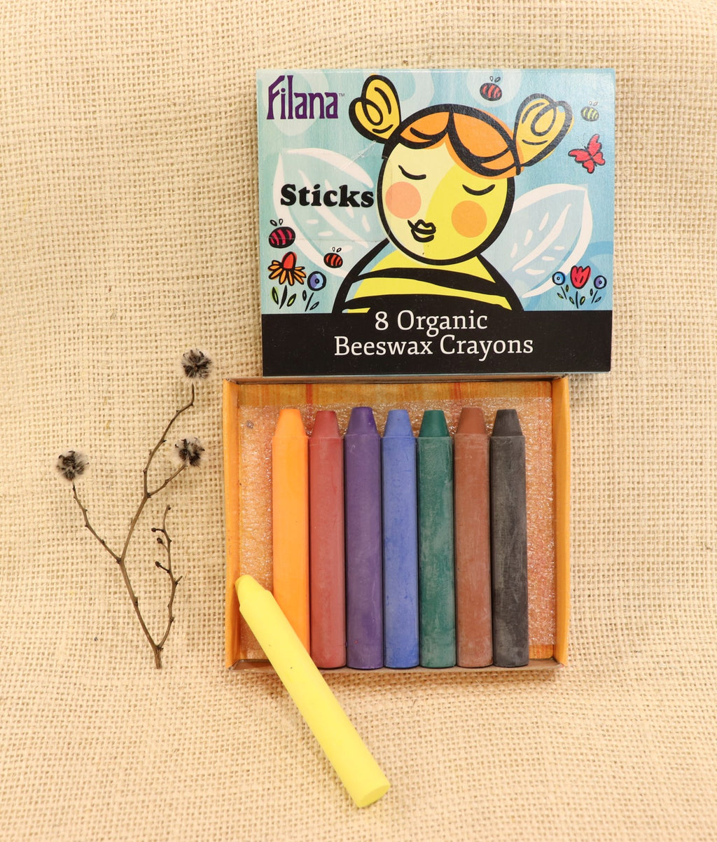 Filana Beeswax Crayons | 8 Sticks with Black and Brown | Children of the Wild