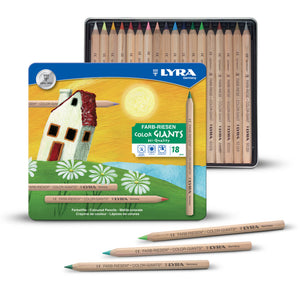 Lyra 18 Colour Giants Natural Pencils Assorted in Tin | Art Supplies | 6.25mm | Children of the Wild