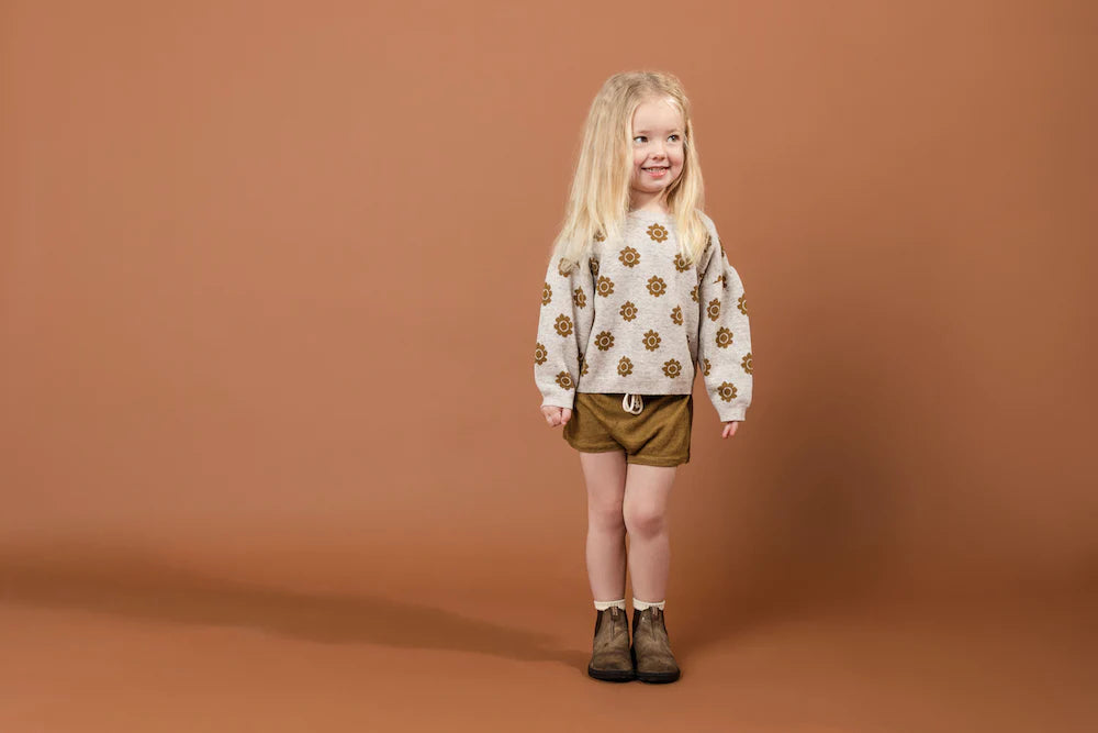 GROWN PANSY PULL OVER - MOCHA & MARLE-