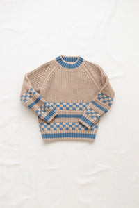 Fin and Vince Vintage Block Sweater Blue | 30% OFF SALE | Size 6-7y |Children of the Wild