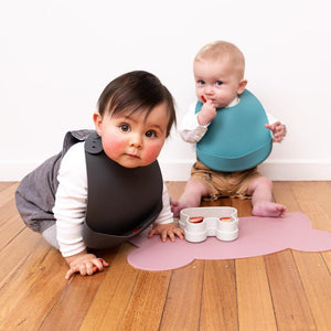 We Might Be Tiny Catchie Bibs in Blue Dusk + Charcoal | 40% OFF | Children of the Wild