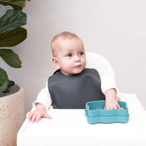 We Might Be Tiny Catchie Bibs in Blue Dusk + Charcoal | 40% OFF | Children of the Wild