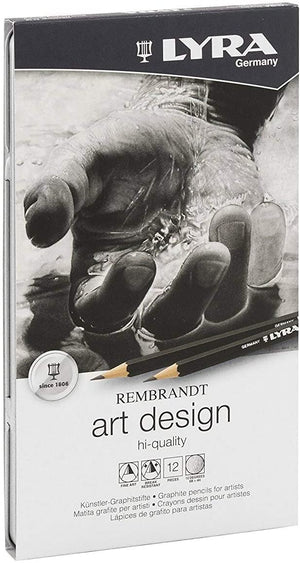 Lyra Rembrandt Art Design | Set of 12 Graphite Pencils 6B-4H in a tin | Art Supplies | Children of the Wild