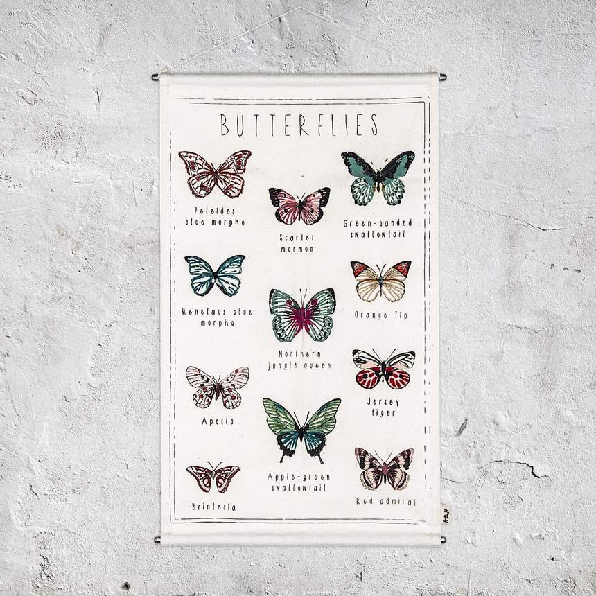 Numero 74 Embroidered School Poster | Butterflies | Children of the Wild