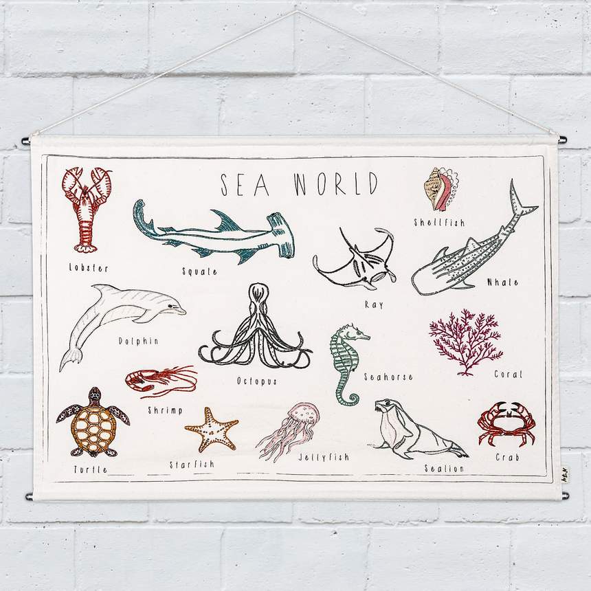 Numero 74 Embroidered School Poster | Sea World | Children of the Wild