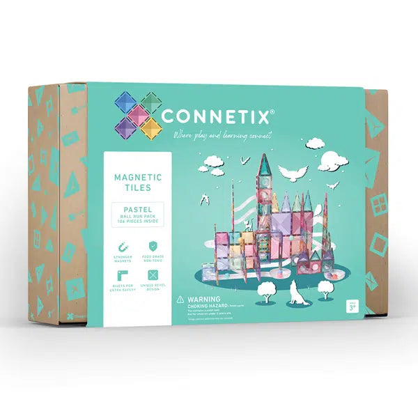 Damaged Box Seconds | Connetix 106 Piece Pastel Ball Run Magnetic Tile Expansion Pack | Children of the Wild