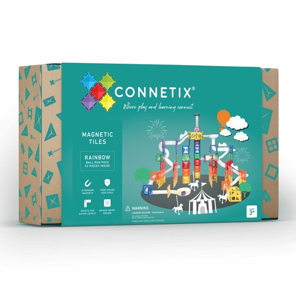 Connetix 92 Piece Rainbow Magnetic Tile Ball Run Expansion Pack | 10% OFF SALE | Children of the Wild