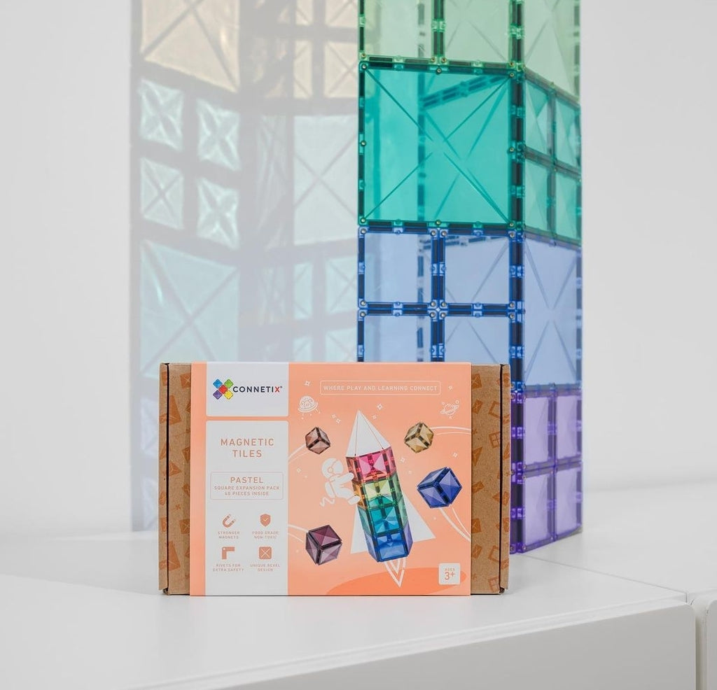 Connetix 40 Piece Pastels Square Magnetic Tiles Pack | Children of the Wild