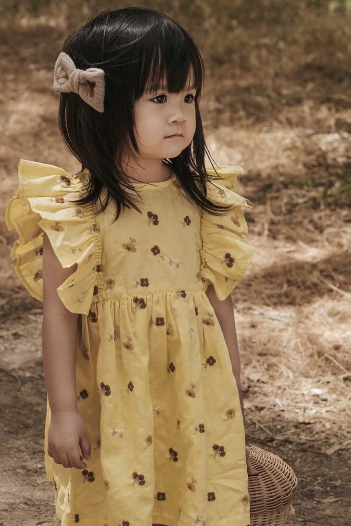 Shirley Bredal Uniqua Dress Lemon with Flowers | 20% OFF | Children of the Wild