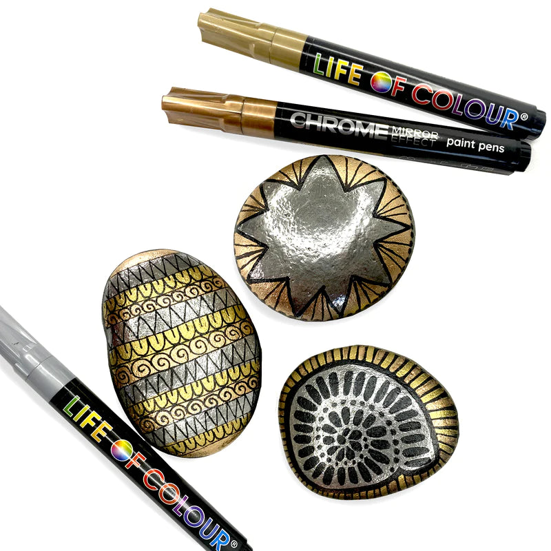 Life of Colour Chrome Mirror Effect 3mm Medium Tip Acrylic Paint Pens Set of 3 | BEST SELLER | Art Resource | Children of the Wild