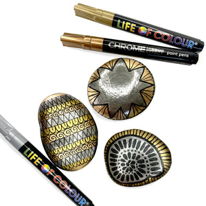 Life of Colour Chrome Mirror Effect 3mm Medium Tip Acrylic Paint Pens Set of 3 | BEST SELLER | Art Resource | Children of the Wild