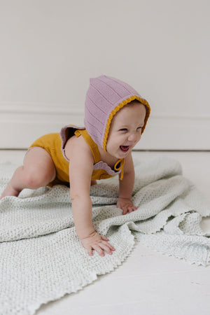 Fin and Vince Baby Knit Scallop Onesie in Goldenrod | 50% OFF SALE | Children of the Wild