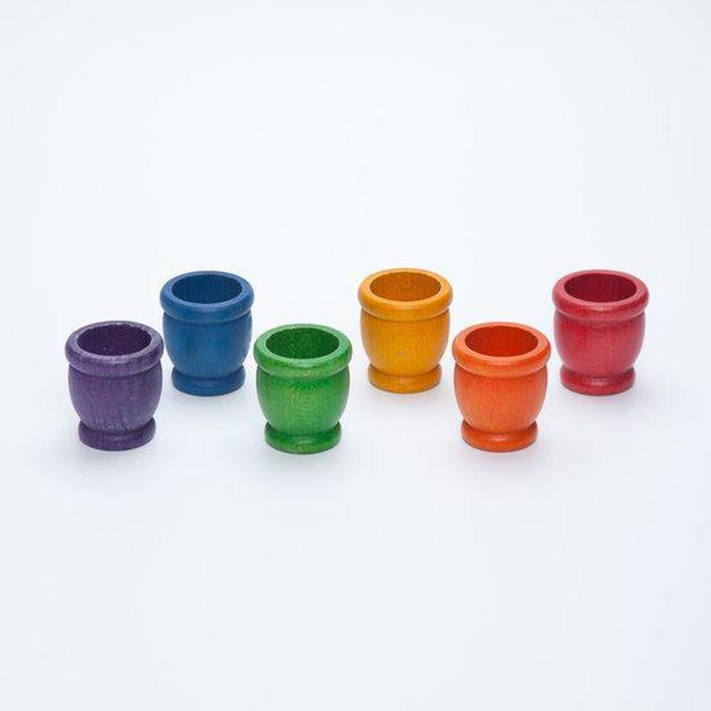 Grapat Set of 6 Wooden Mates in Rainbow Colours | 10+ Months | Children of the Wild