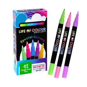 Life of Colour Special Colours 1mm Fine Tip Acrylic Paint Pens Set of 12 | 20% OFF | Art Resource | Children of the Wild