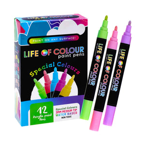 Life of Colour Special Colours 3mm Medium Tip Acrylic Paint Pens Set of 12 | 20% OFF | Art Resource | Children of the Wild