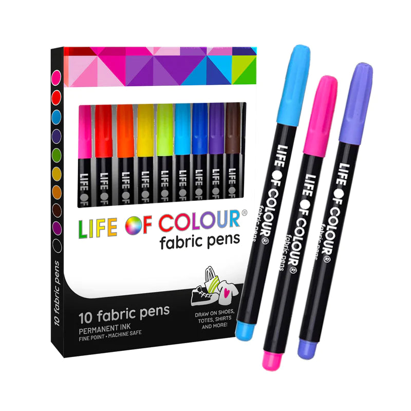 Life of Colour Permanent Fabric Pens Set of 10 | 20% OFF | Art Resource | Children of the Wild