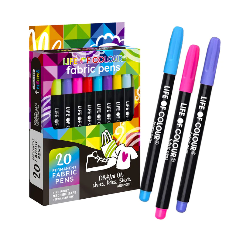 Life of Colour Permanent Fabric Pens Set of 20 | 20% OFF | Art Resource | Children of the Wild