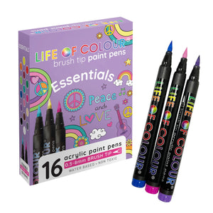 Life of Colour Essential Colours Brush Tip Acrylic Paint Pens Set of 16 | 20% OFF | Art Resource | Children of the Wild