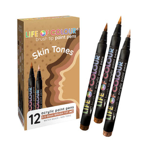 Life of Colour Skin Tone Brush Tip Acrylic Paint Pens Set of 12 | Art Resource | Children of the Wild